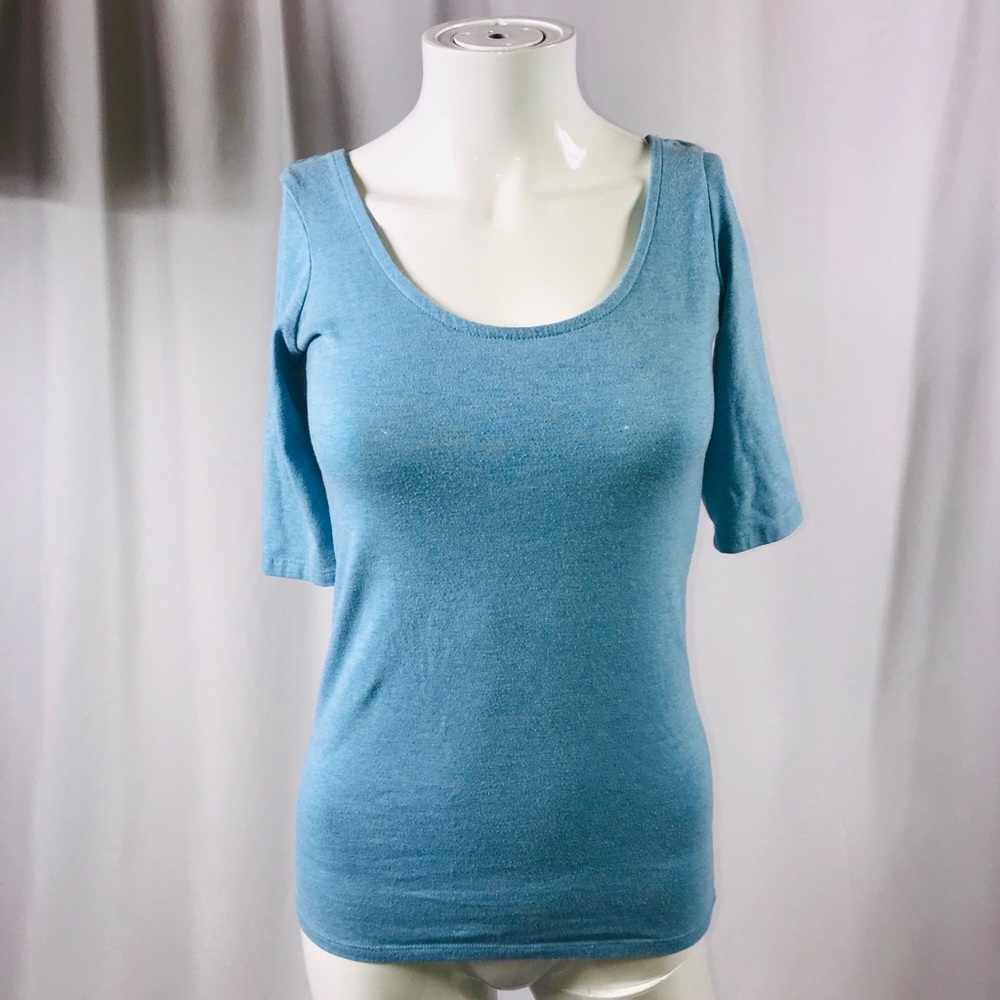 Baby blue mid sleeve top